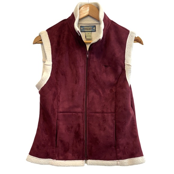 Shyanne Red and Cream Zip-Up Vest Plush Fleece - Picture 1 of 4